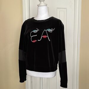 Emporio Armani Velvet Sweatshirt EA Facial Embroidery Satin No Size tag Flaw